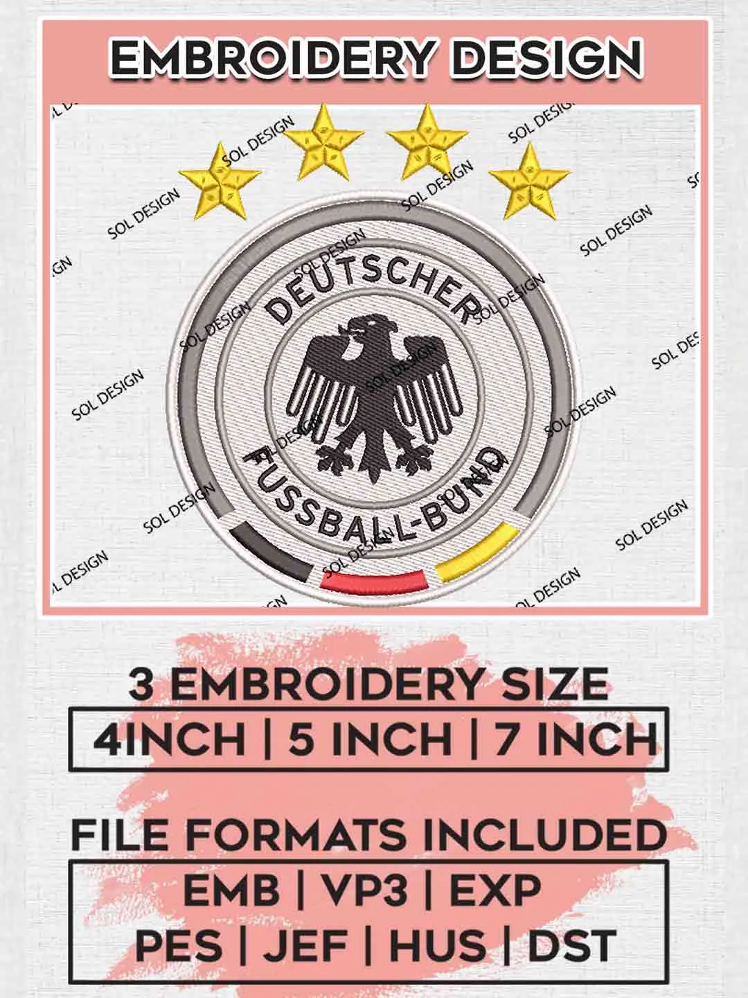 Die Nationalelf Football Team Logo Embroidery Designs, DFB Eleven Logo Embroidery files, Germany National Football Team, Machine embroidery designs, Digital Download