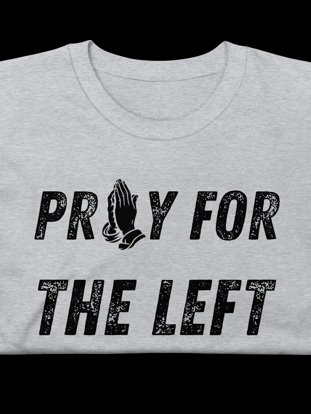 Distressed Praying Hands Graphic Tee, Vintage Style Left-Handed Humor Shirt, Retro Faith Inspired Streetwear, Minimalist Bold Text T-Shirt