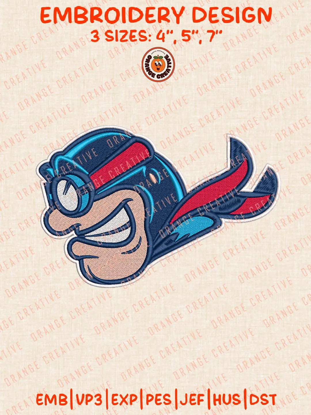 NCAA Dayton Flyers Head Mascot Logo Embroidery Design Files, NCAA Logos Embroidery Designs, NCAA Machine Embroidery Files, 3 Sizes, Custom Sizes, Instant Download