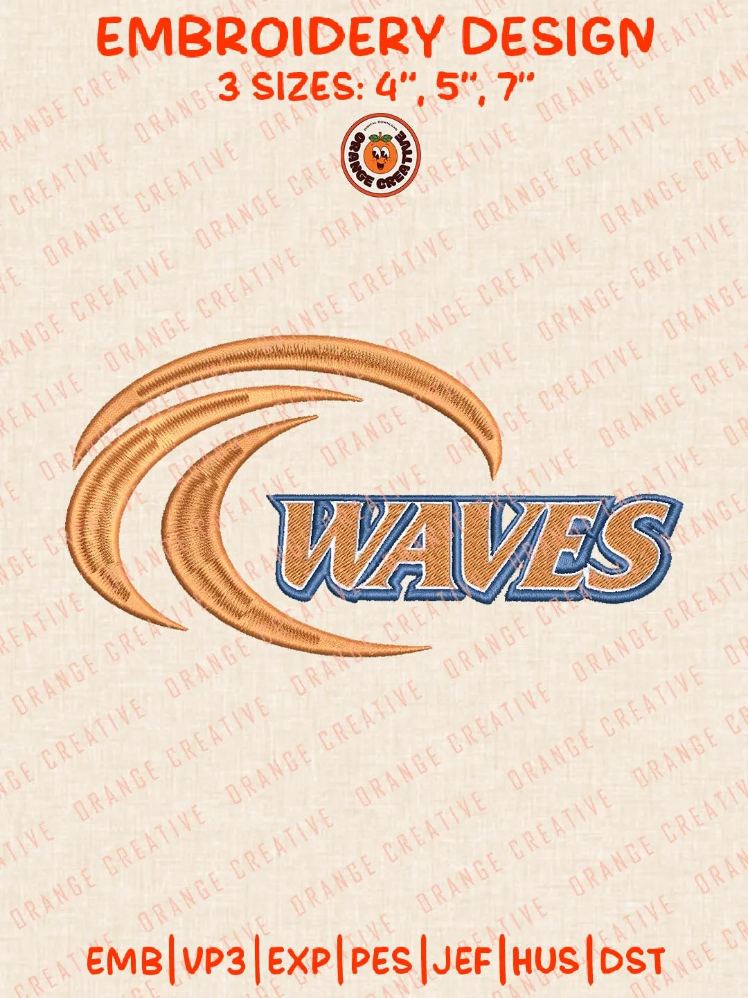 Pepperdine Waves Logos Embroidery Design Files, NCAA Logos Embroidery Designs, Machine Embroidery Files, 4 Sizes, Custom Sizes, Instant Download
