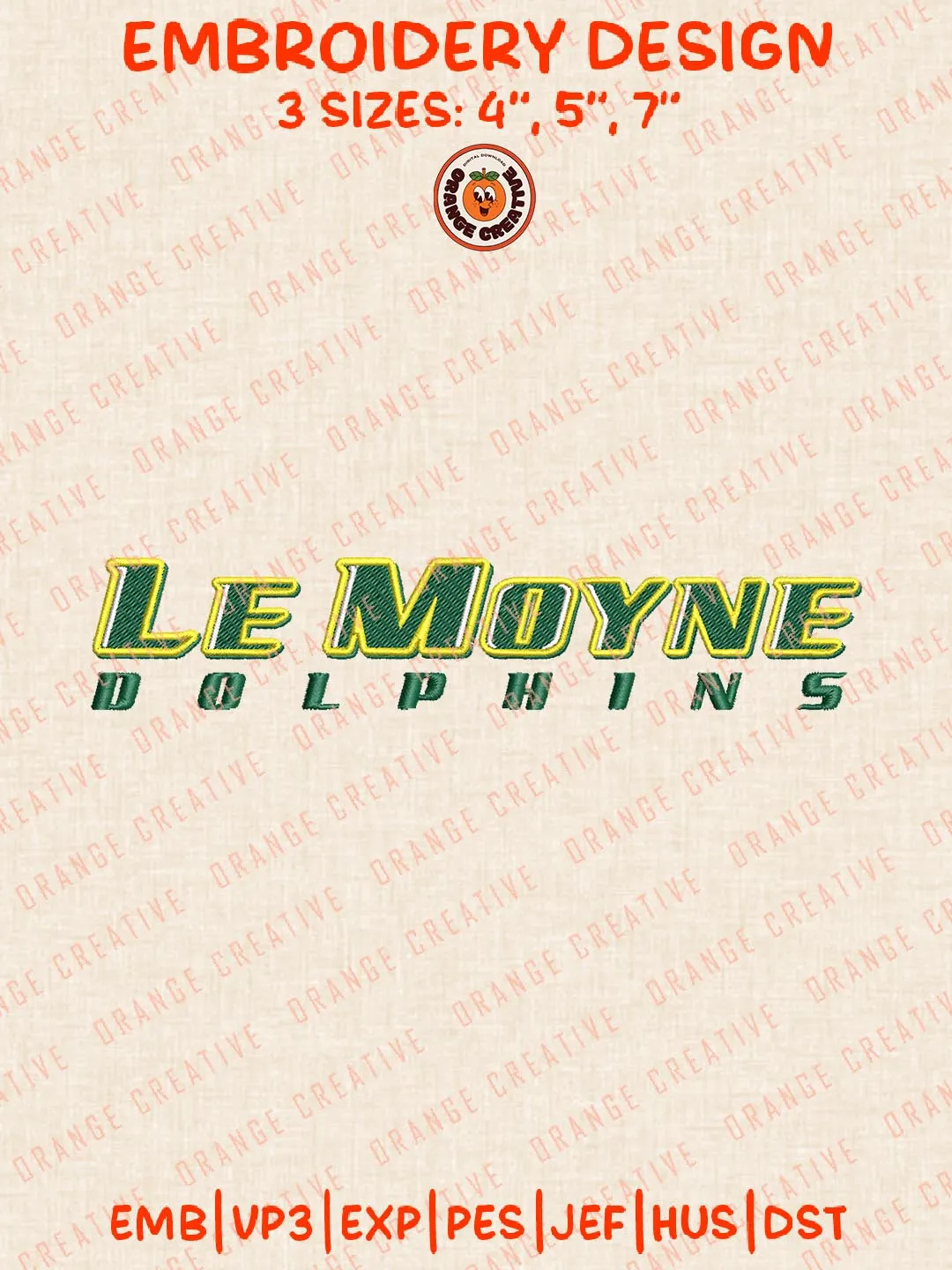 NCAA Le Moyne Dolphins Text Logo Embroidery Design Files, NCAA Logos Embroidery Designs, NCAA Machine Embroidery Files, 3 Sizes, Custom Sizes, Instant Download