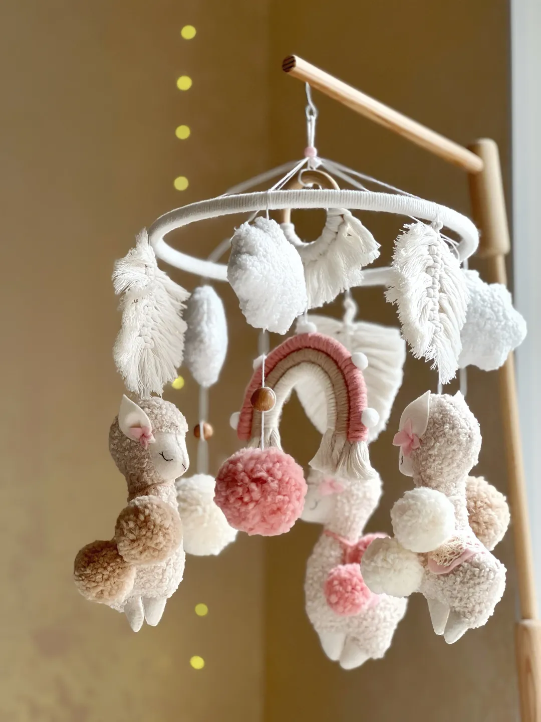Lama mobile crib Nursery decor Nursery mobile Baby girl mobile girl Baby shower gift Musical mobile felt Gift for pregna