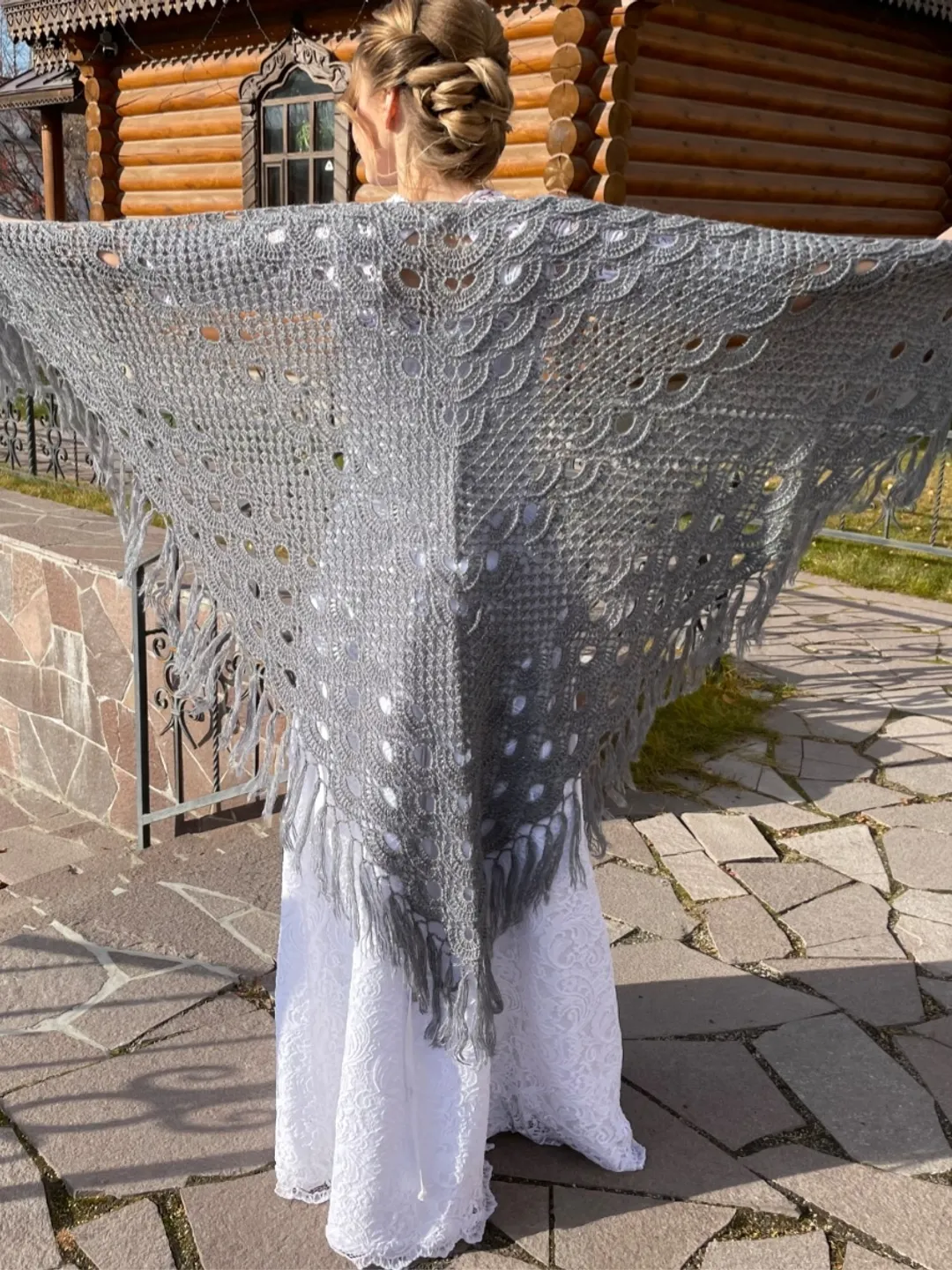 Silver Wedding Shawl,Grey shawl for the bride and bridesmaids