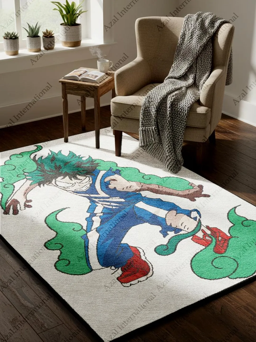 Hand-Tufted Wool Anime Hero Rug, Kids Room Decor