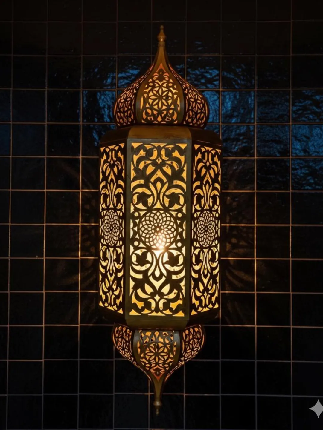 Moroccan Artisan Brass Wall Lamp (Copper Finish) | Ambient