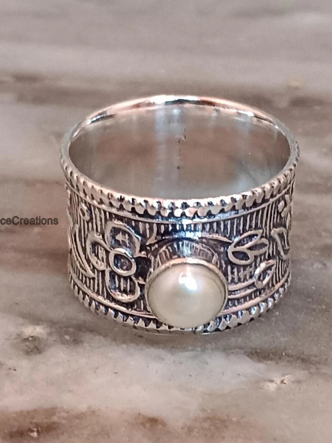 Pearl Gemstone Ring, Handmade Ring, 925 Sterling Silver Ring, Statement & Band Ring, Engagement Gifts Ring, Valentine's Day Gifts Ring,
