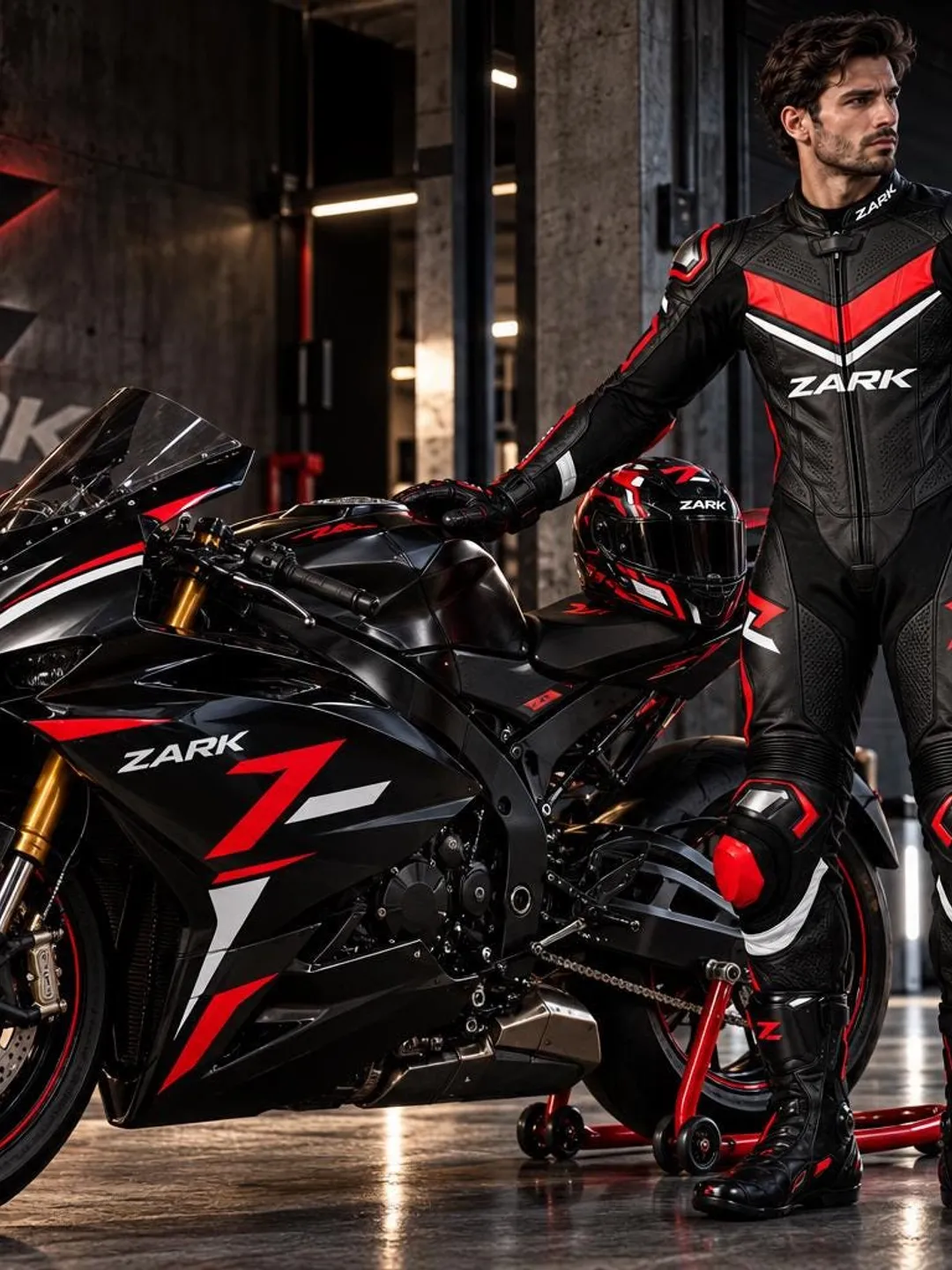 【極美品】 Vermarc SEG Racing Academy スキンスーツ ZARK One-Piece Leather Racing Suit, Black Red White, CE Armor