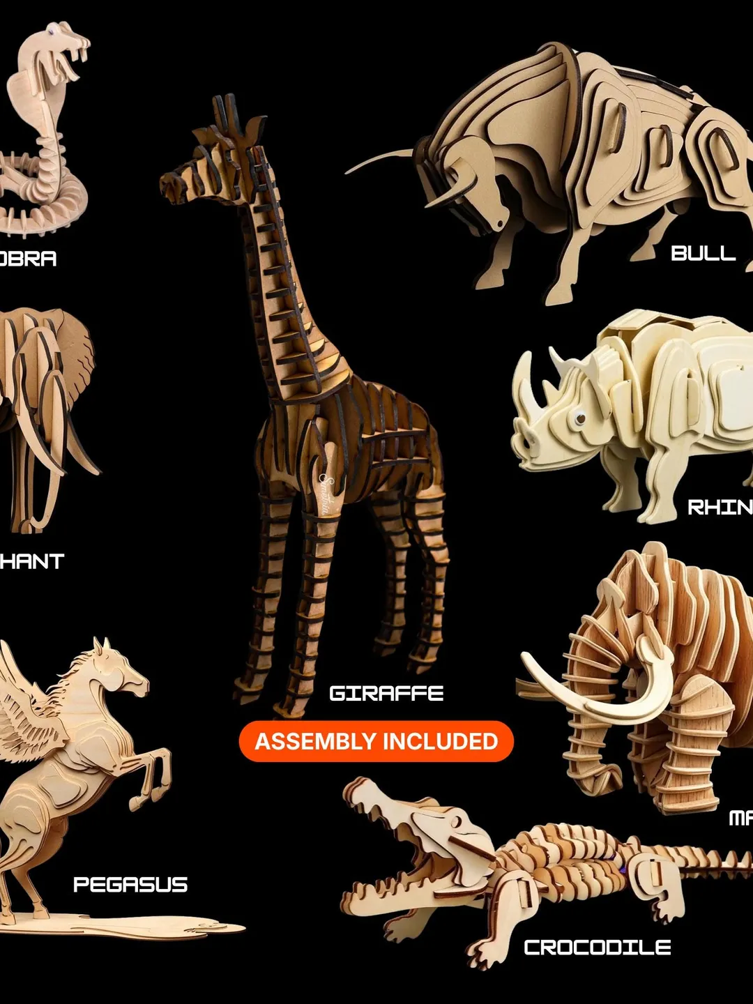 Laser Cut Wooden Moose Head Puzzle | 3D Animal Model (Digital File)