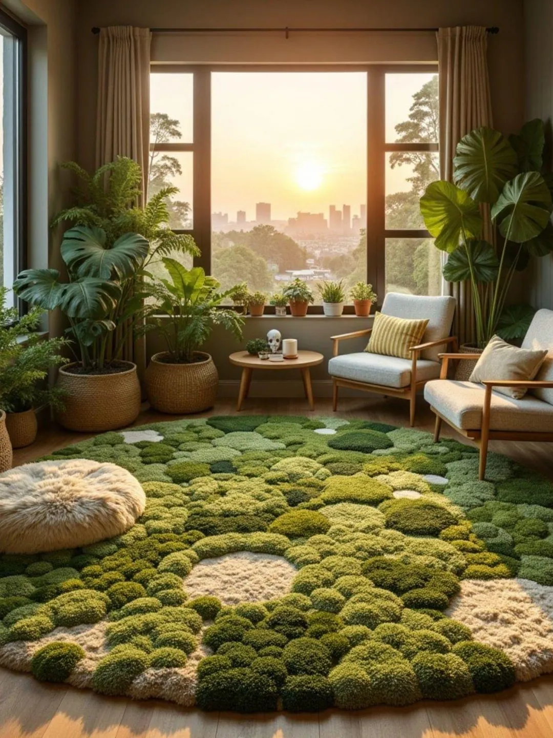Handmade Tufted Moss Green Rug | Nature Inspired Living Room