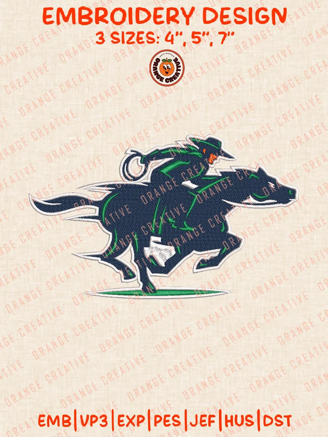 UT Rio Grande Valley Vaqueros Mascot Logo Embroidery Design Files, NCAA Logos Embroidery Designs, NCAA Machine Embroidery Files, 3 Sizes, Custom Sizes, Instant Download