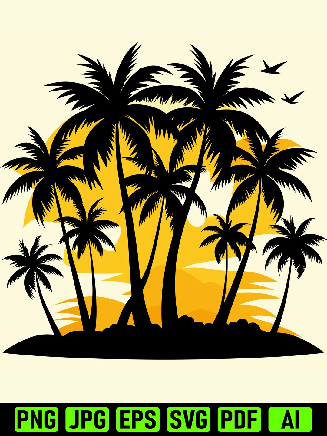 Palm Tree Silhouette Vector Clipart Set | Tropical Beach & Exotic ...
