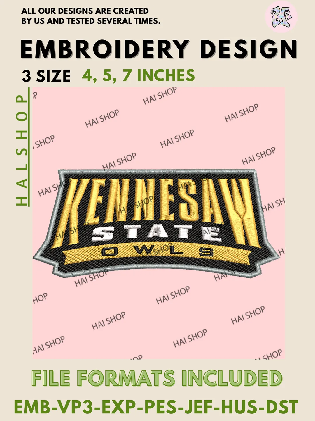 NCAA Kennesaw State Owls Logo Embroidery Design, Owls Machine Embroidery Files, Instant Download