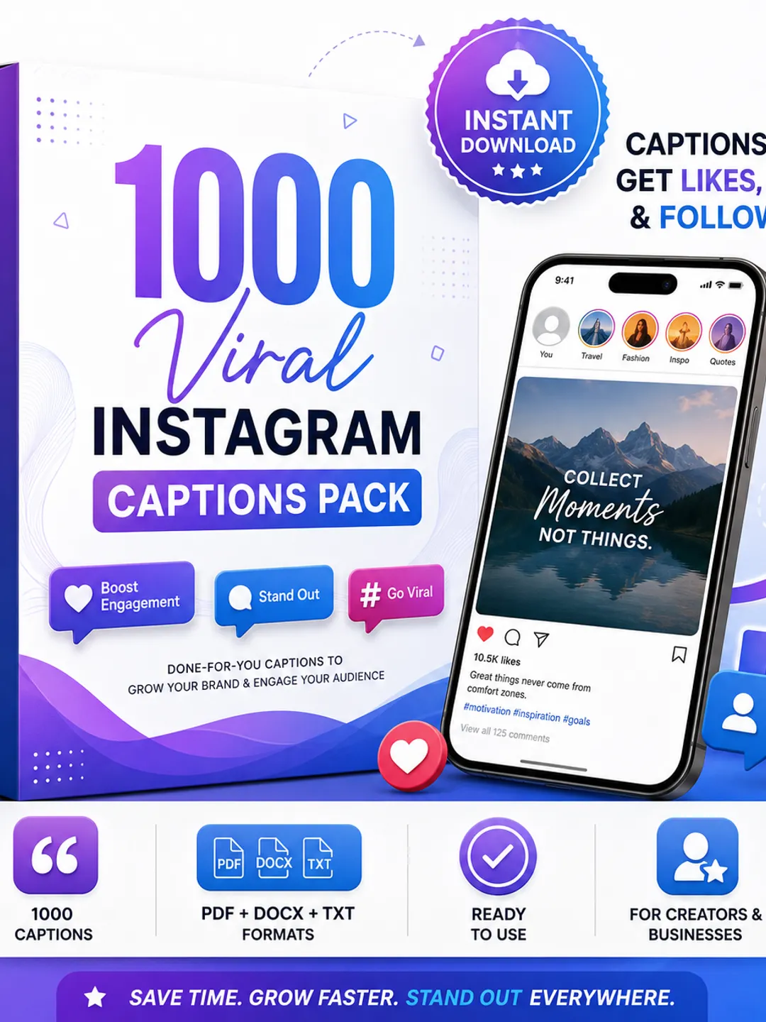 10000 Instagram Captions Pack | Viral Social Media Caption Bundle