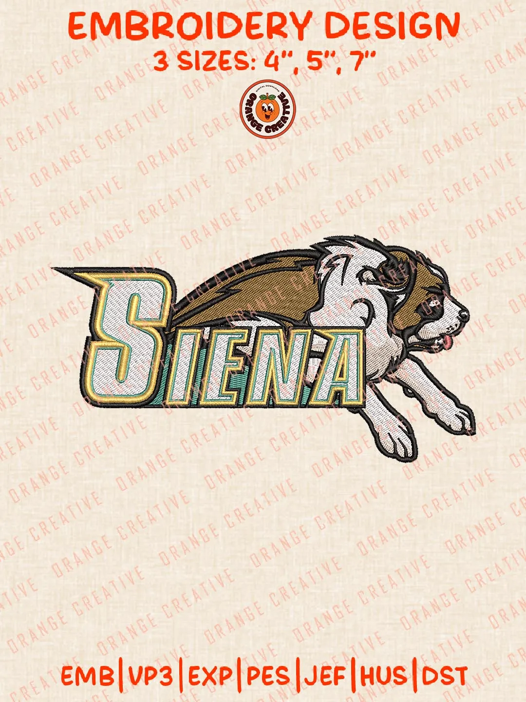 Siena Saints Logos Embroidery Design Files, NCAA Logos Embroidery Designs, Machine Embroidery Files, 4 Sizes, Custom Sizes, Instant Download