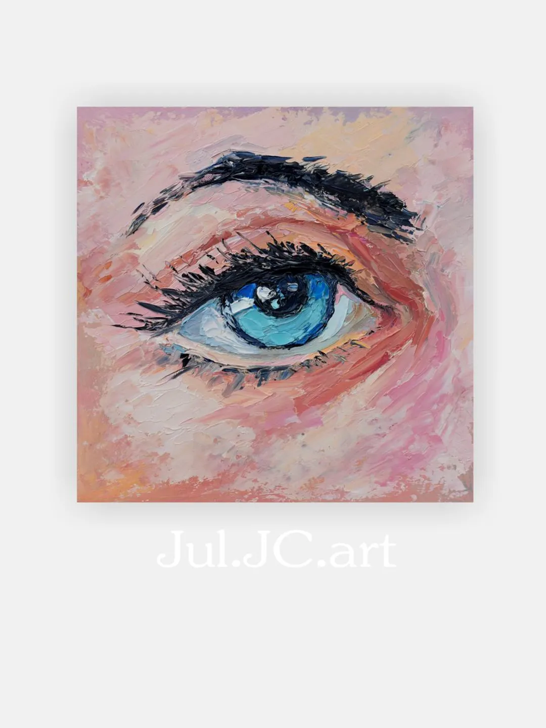 Blue eye painting original art Portrait painting 6 by 6 inch art of the human eye artwork by Juliya JC