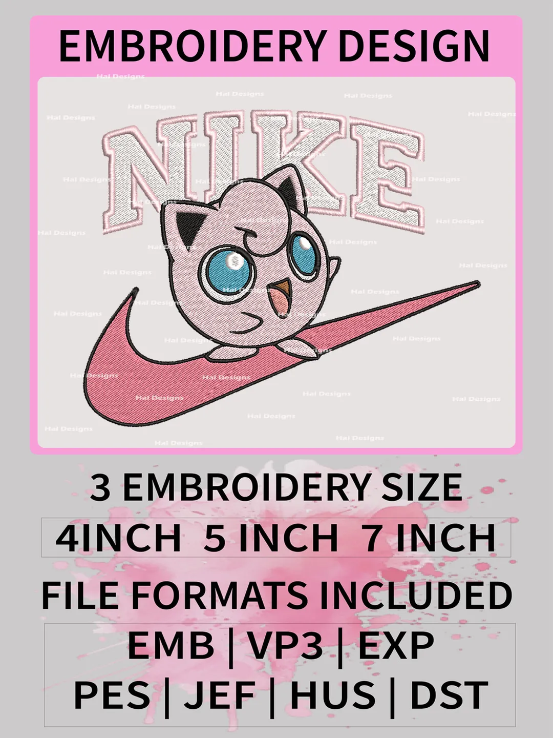 Nike Jigglypuff Embroidery Designs, Pokemon Machine Embroidery Design, Anime Embroidery Design, Embroidery Machin
