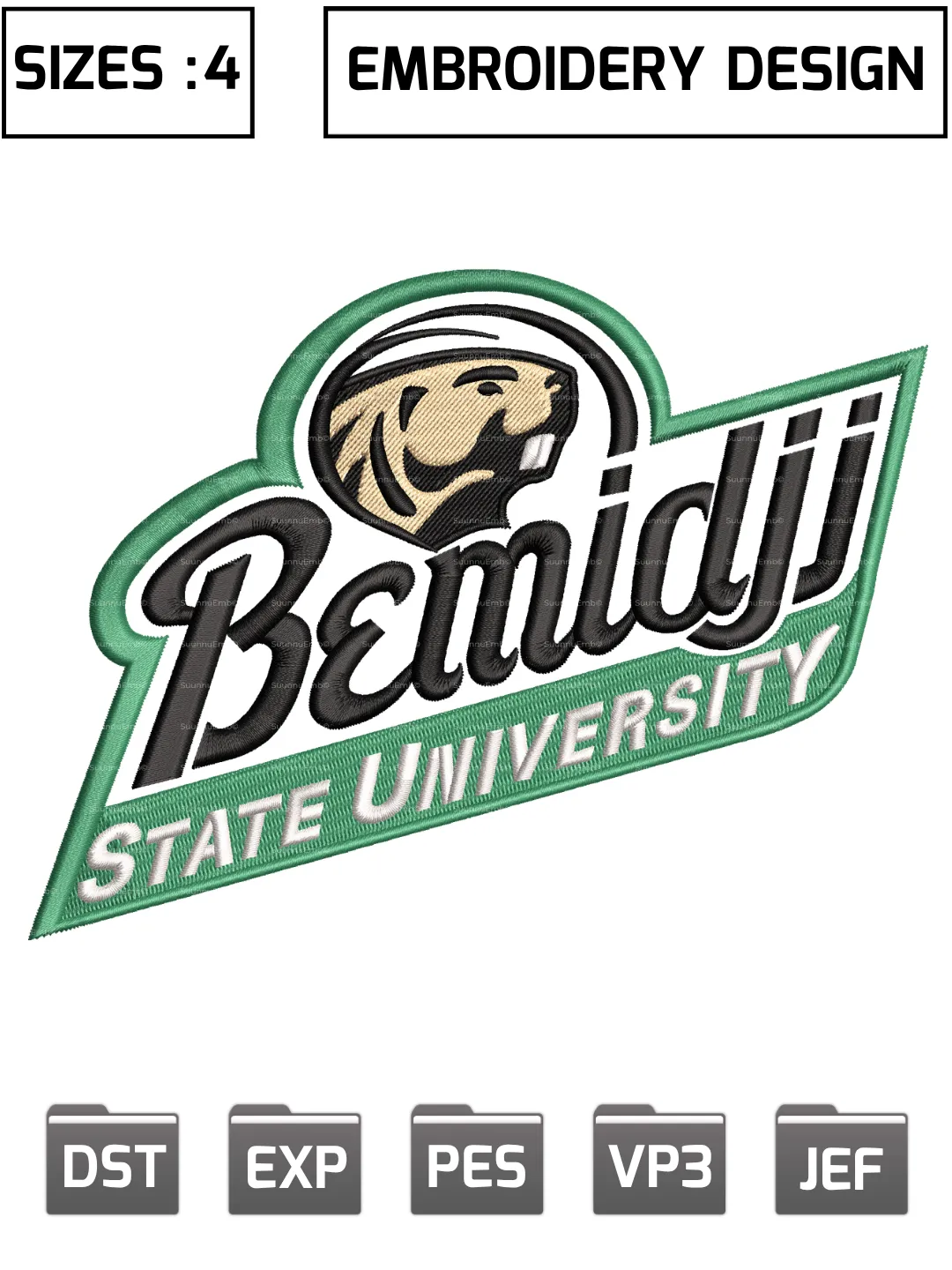 Bemidji State Beavers Alternate Logo Embroidery Design,NCAA Logos Embroidery Design,NCAA Teams, Machine Embroidery Design File,4 Sizes, Digital Download