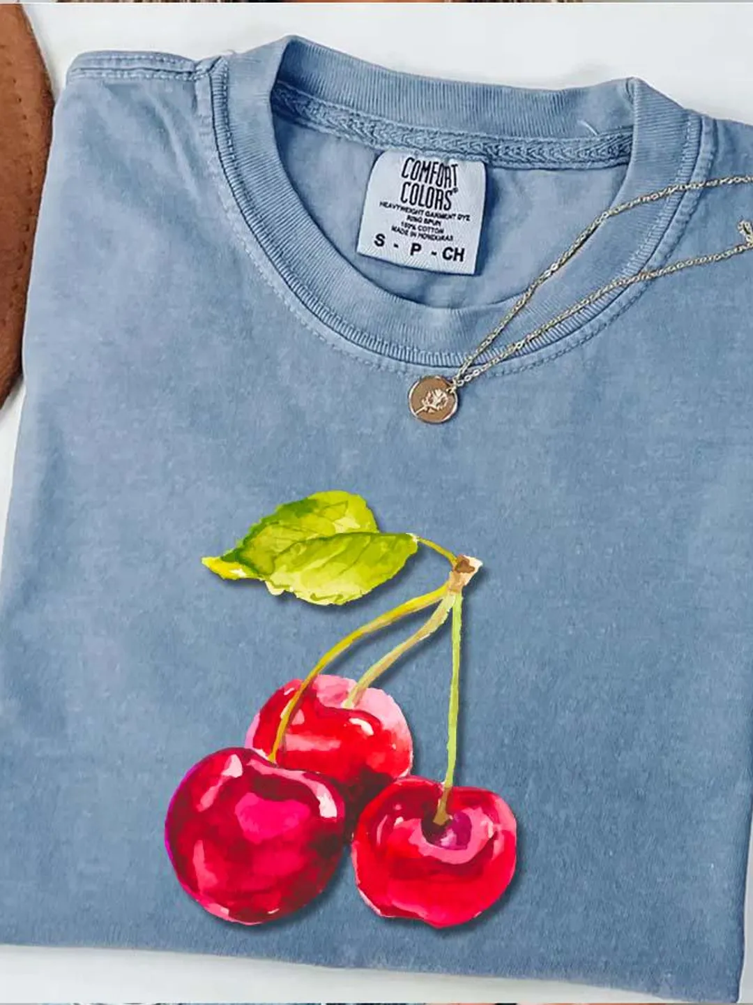 Watercolor Cherry Shirt: Retro Foodie Tee, Vintage Style