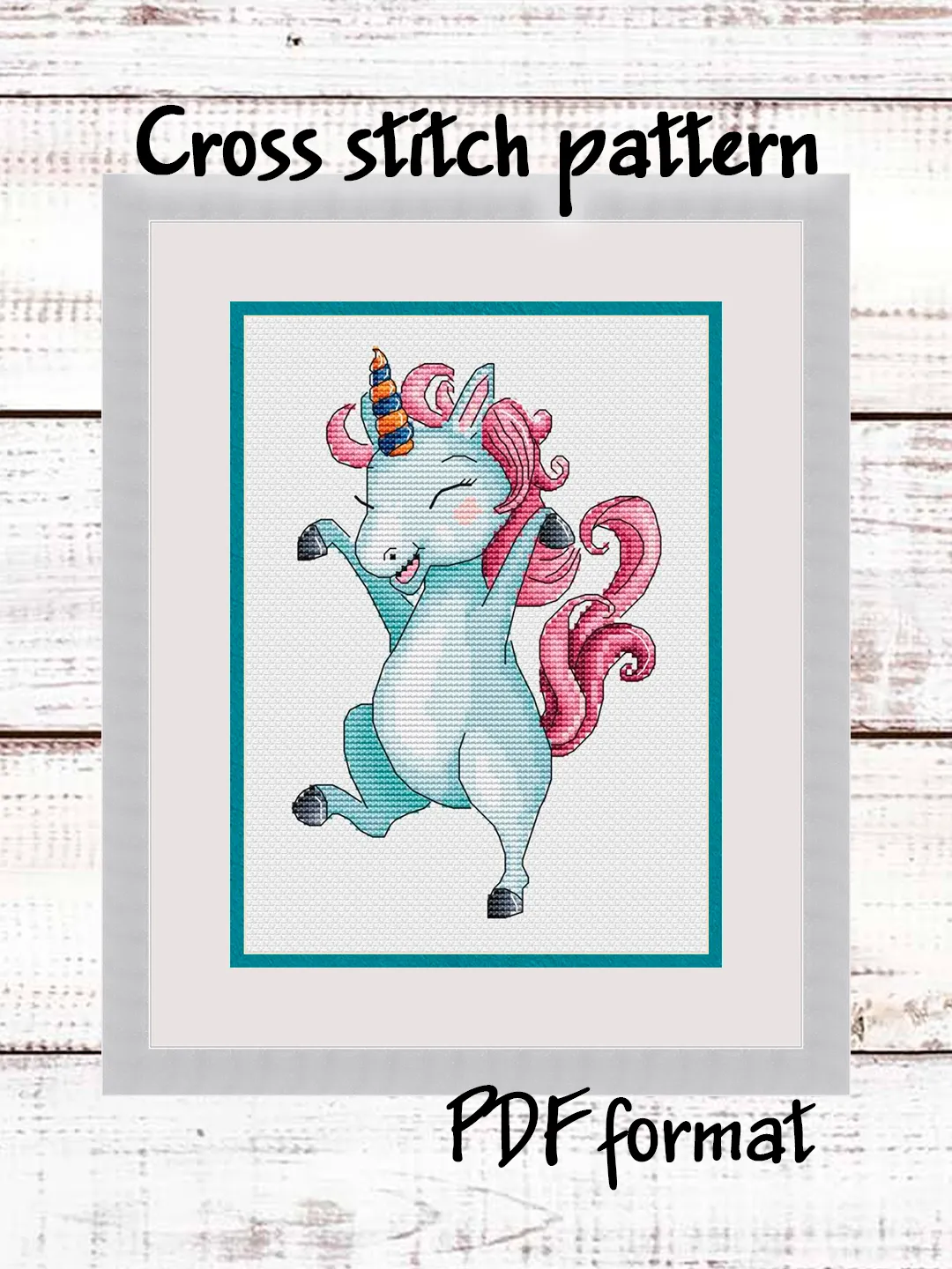 Unicorn embroidery pattern PDF, Rainbow Cross Stitch Unicorn Pattern, Baby Cross Stitch, Fantasy animal cross stitch