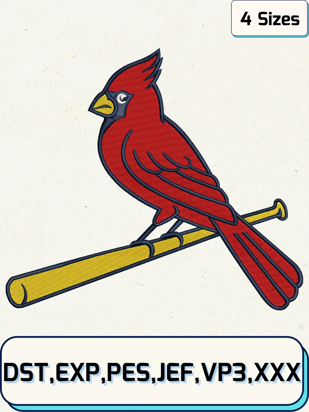 Cardinals Baseball Embroidery Design – Machine Embroidery File- 4 Sizes