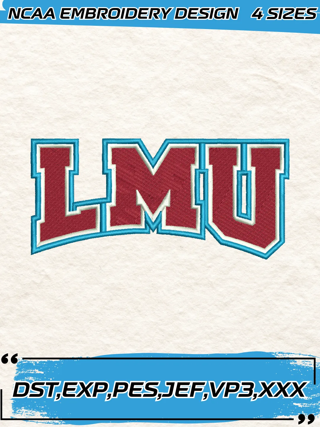 Loyola Marymount Lions Logo Embroidery Design,NCAA Logo Embroidery Design,Machine Embroidery Design File,4 Sizes, Digital Download