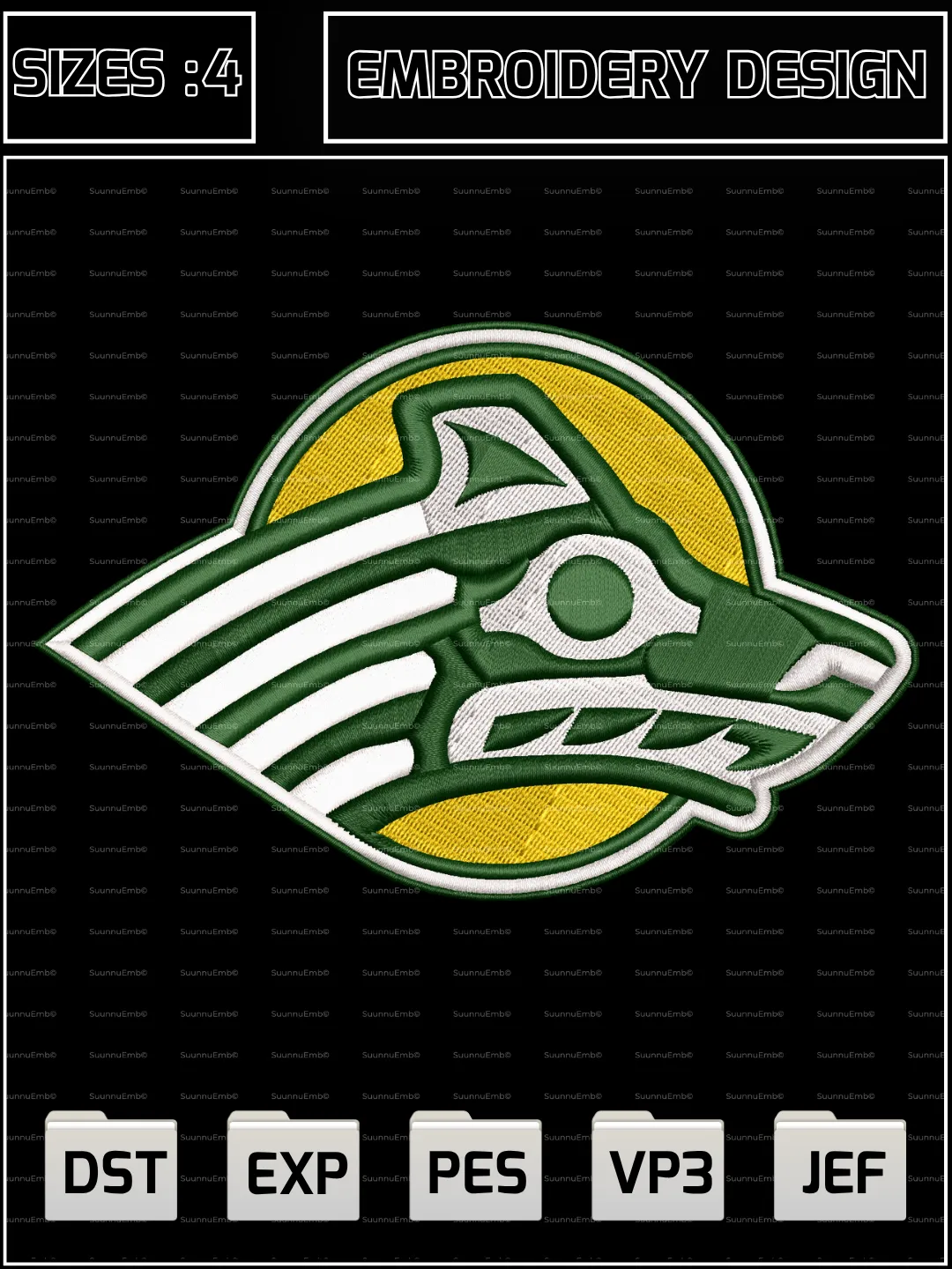 Alaska Anchorage Seawolves Logo Embroidery Design,NCAA Logos Embroidery Design,NCAA Teams, Machine Embroidery Design File,4 Sizes, Digital Download