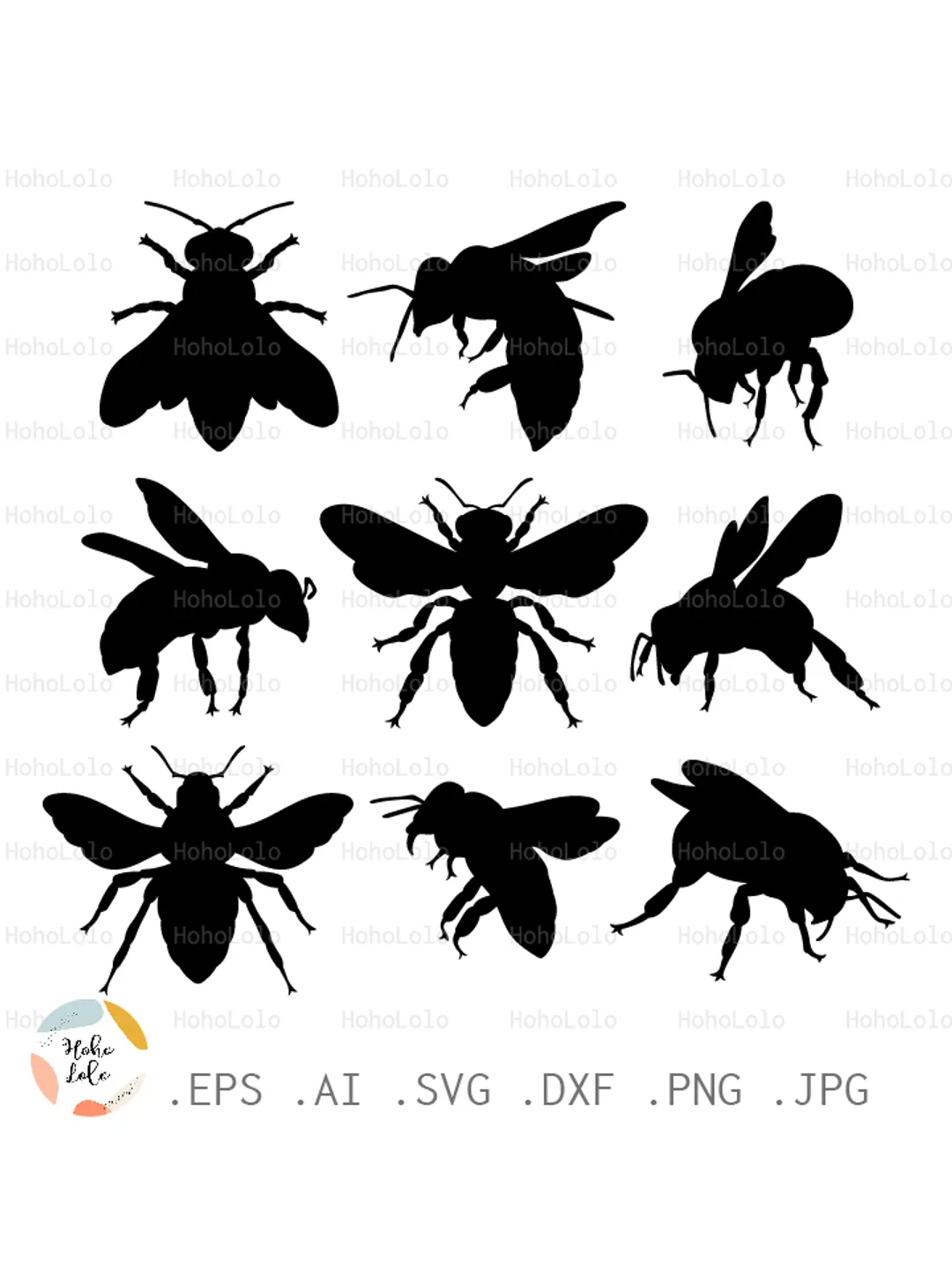 Bee Svg, Wasp Svg, Bee Silhouette, Bumblebee Svg, Bee Cricut, Bee Stencil, Bee Template Dxf, Bee Png, Wasp Cricut, Bumblebee Cricut