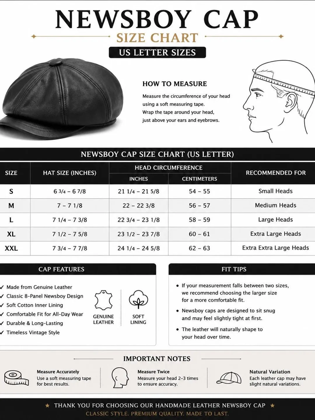 NEW YORK HAT NewBoy Leather【羊革】Lsize Handmade Genuine Sheepskin Leather Newsboy Cap | Black Vintage