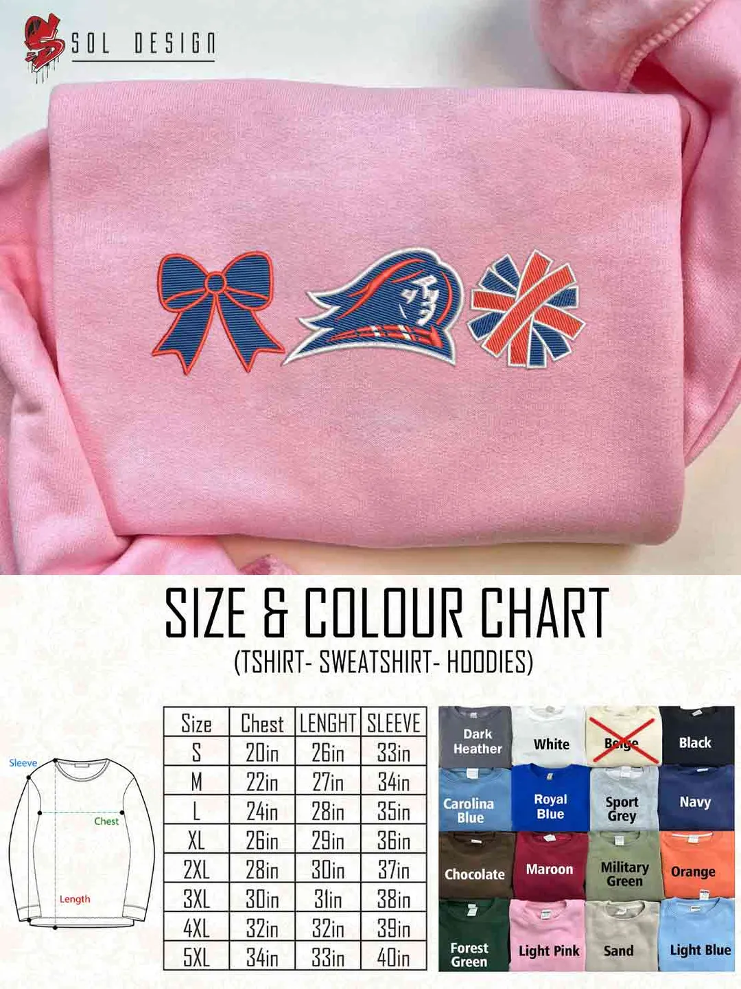 NJIT Highlander Cheer Poms Bow Embroidered Sweatshirt, Football Embroidered Sweatshirt, Sport Game Day Cheerleader Shirt, Embroidered Hoodie, Unisex Crewneck, College Football Team Fan Gift Tee