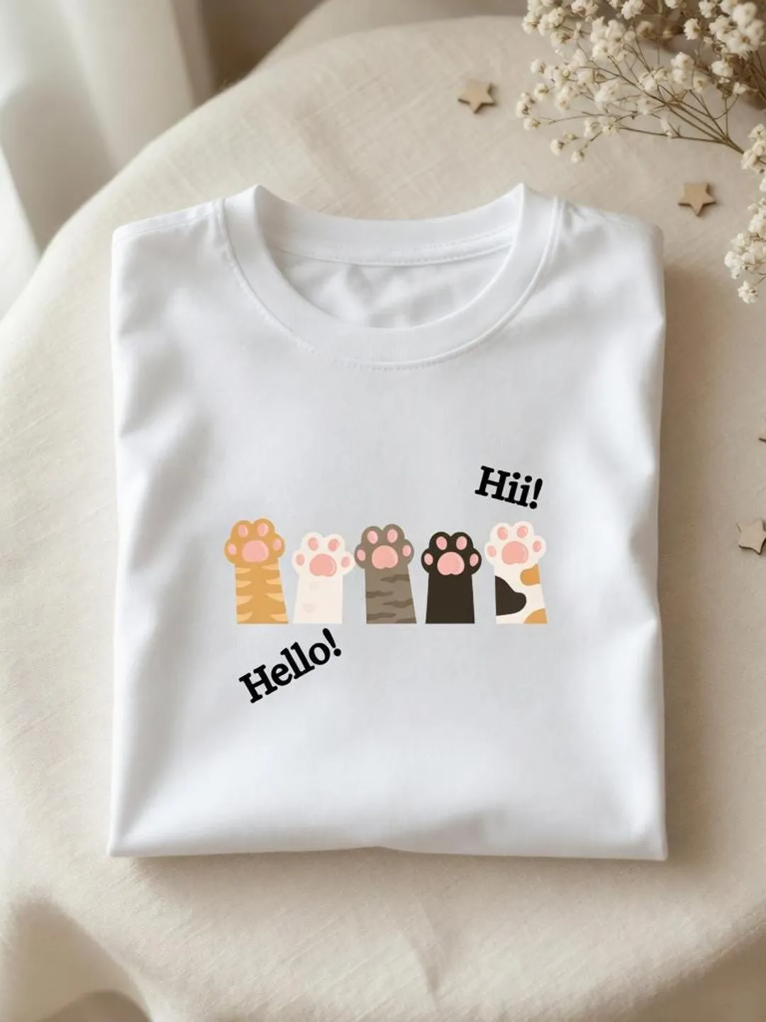 Cat Paw Hello Graphic Tee | Playful Kitty Paws Performance Shirt