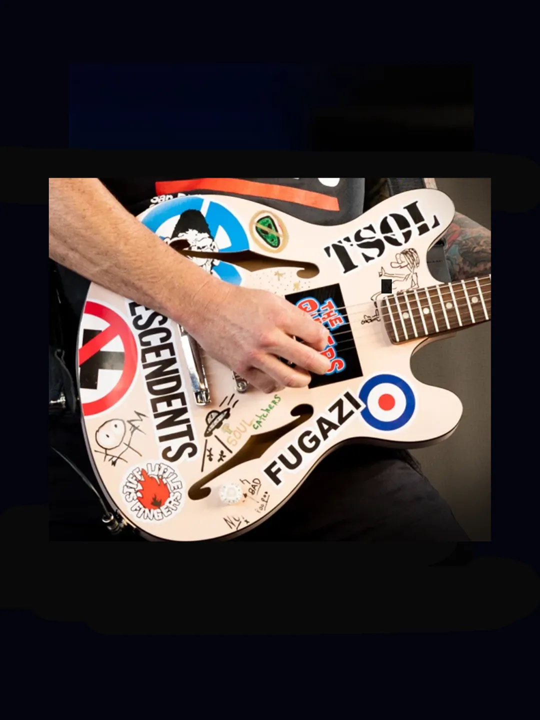 Tom DeLonge guitar stickers Fender R&D Starcasters Blink-182 vinyl