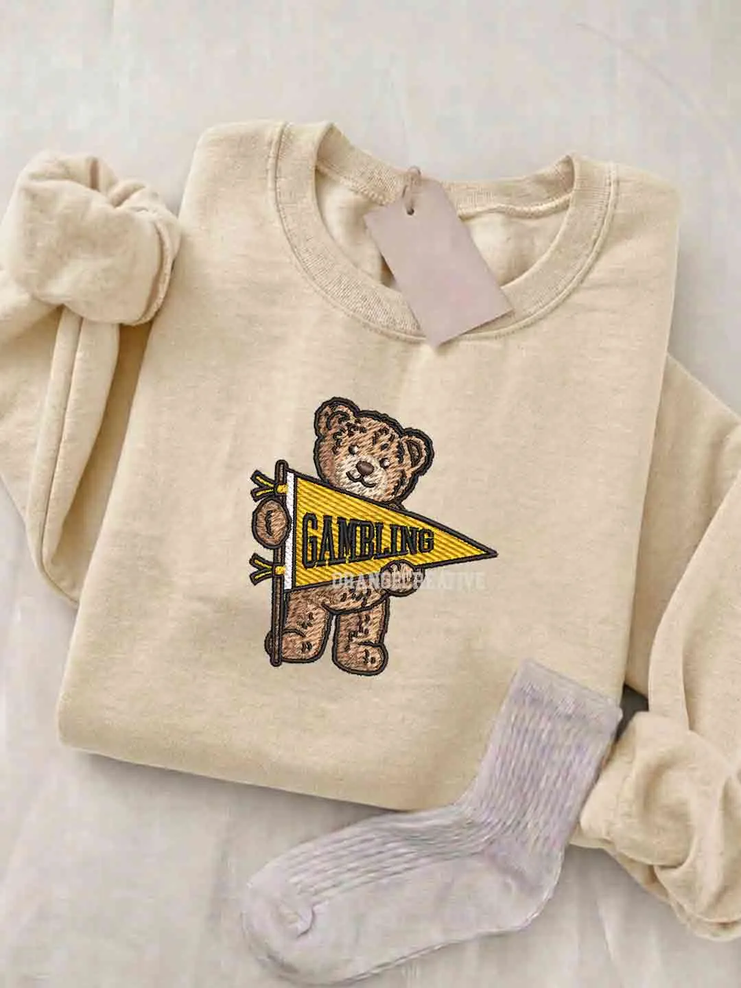 Grambling Tigers Embroidered Sweatshirt, College Embroidered Crewneck, NCAA Grambling Team Embroidered Shirt, Teddy Bear Sweatshirt, Gift for Collegue