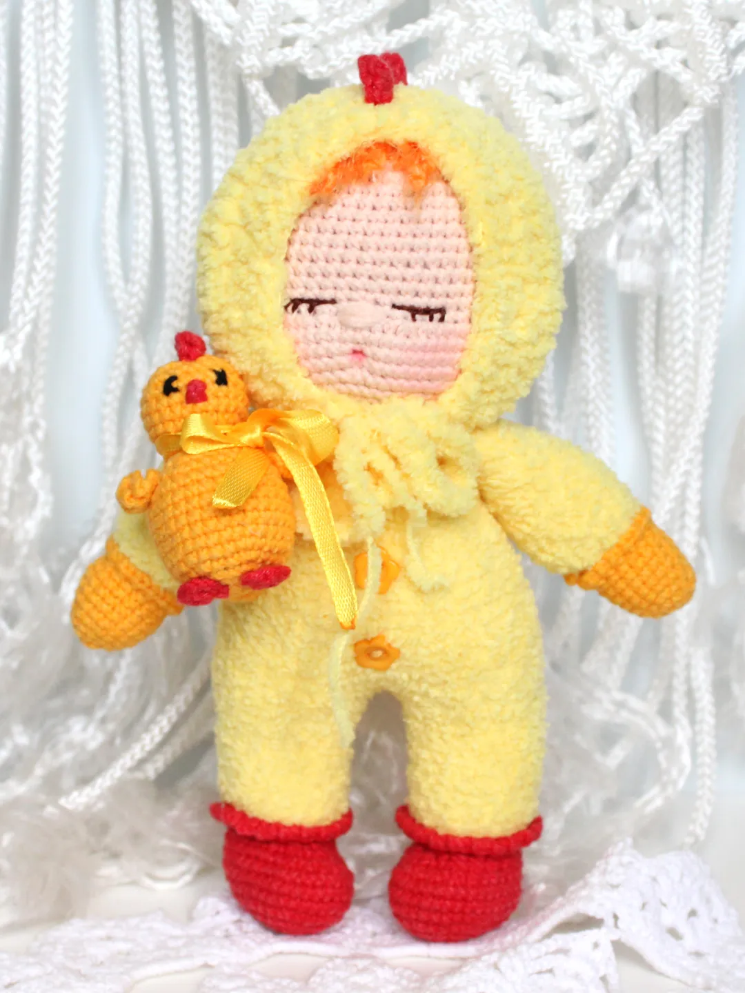 Baby doll crochet pattern PDF in English Amigurumi doll chicken toy chick
