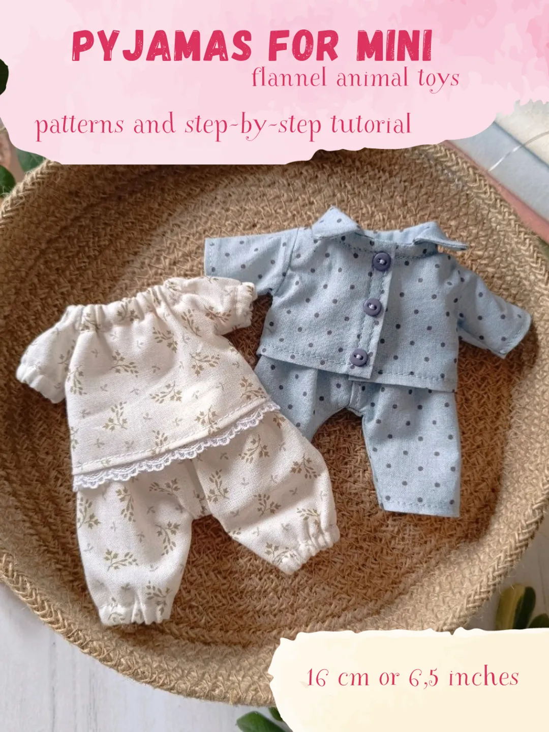 PYJAMAS Sewing Pattern for 6.5 inch flannel animal toys — 16 cm toys ...