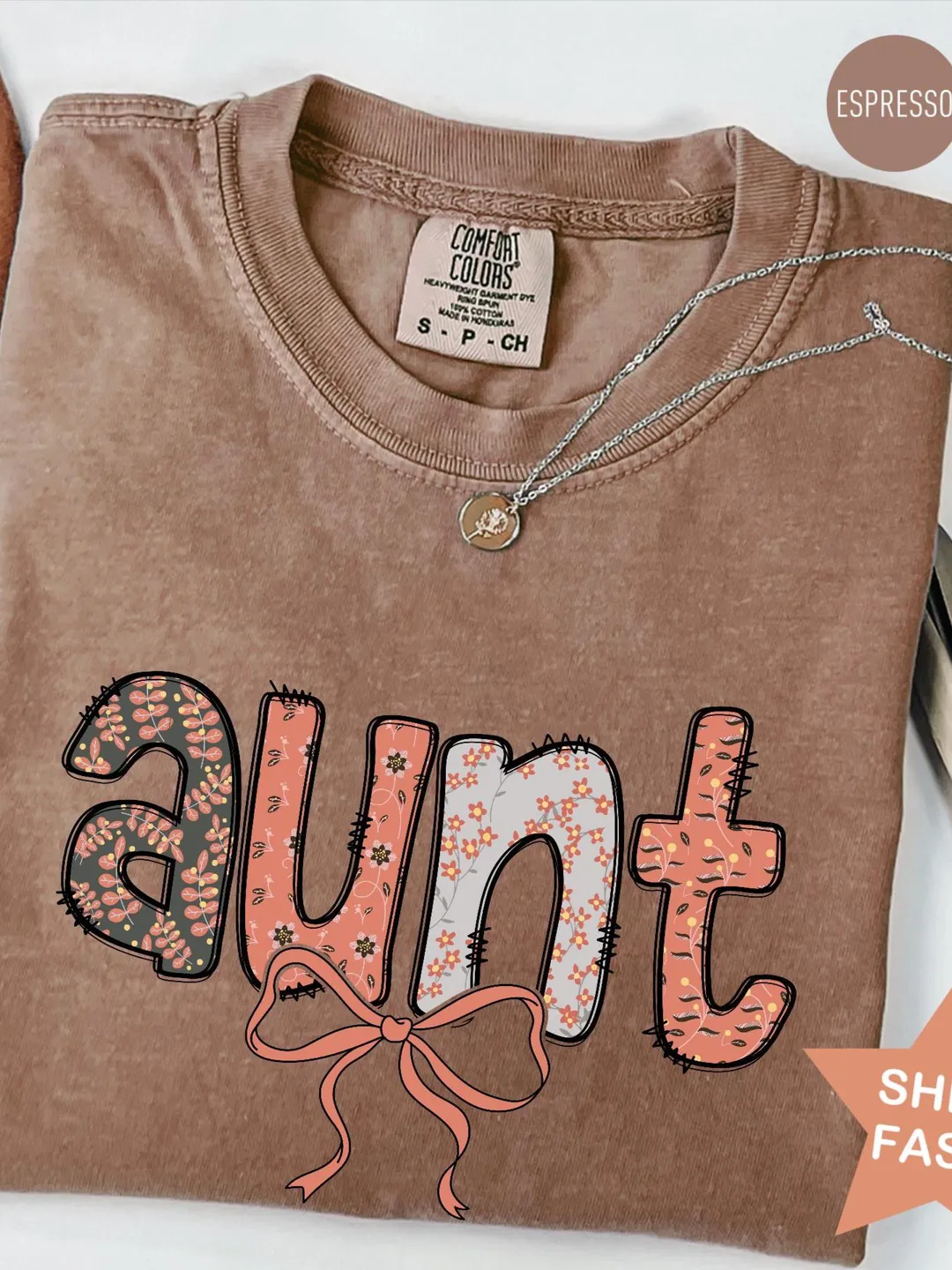 Comfort Colors® Aunt Shirt, Auntie Shirt, Floral Auntie, New Aunt Gift, Pregnancy Announcement, Gift for Aunt, Pregnancy Reveal to Aunt