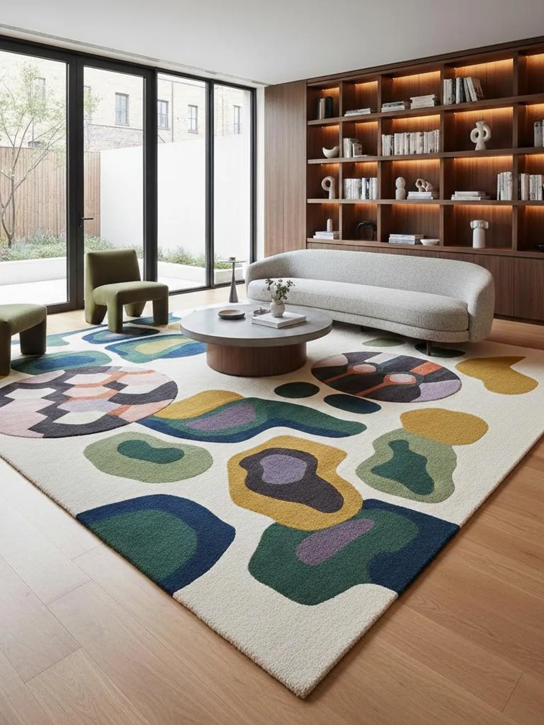Abstract Organic Shape Rug, Colorful Hand Tufted Area Carpet, Boho ...