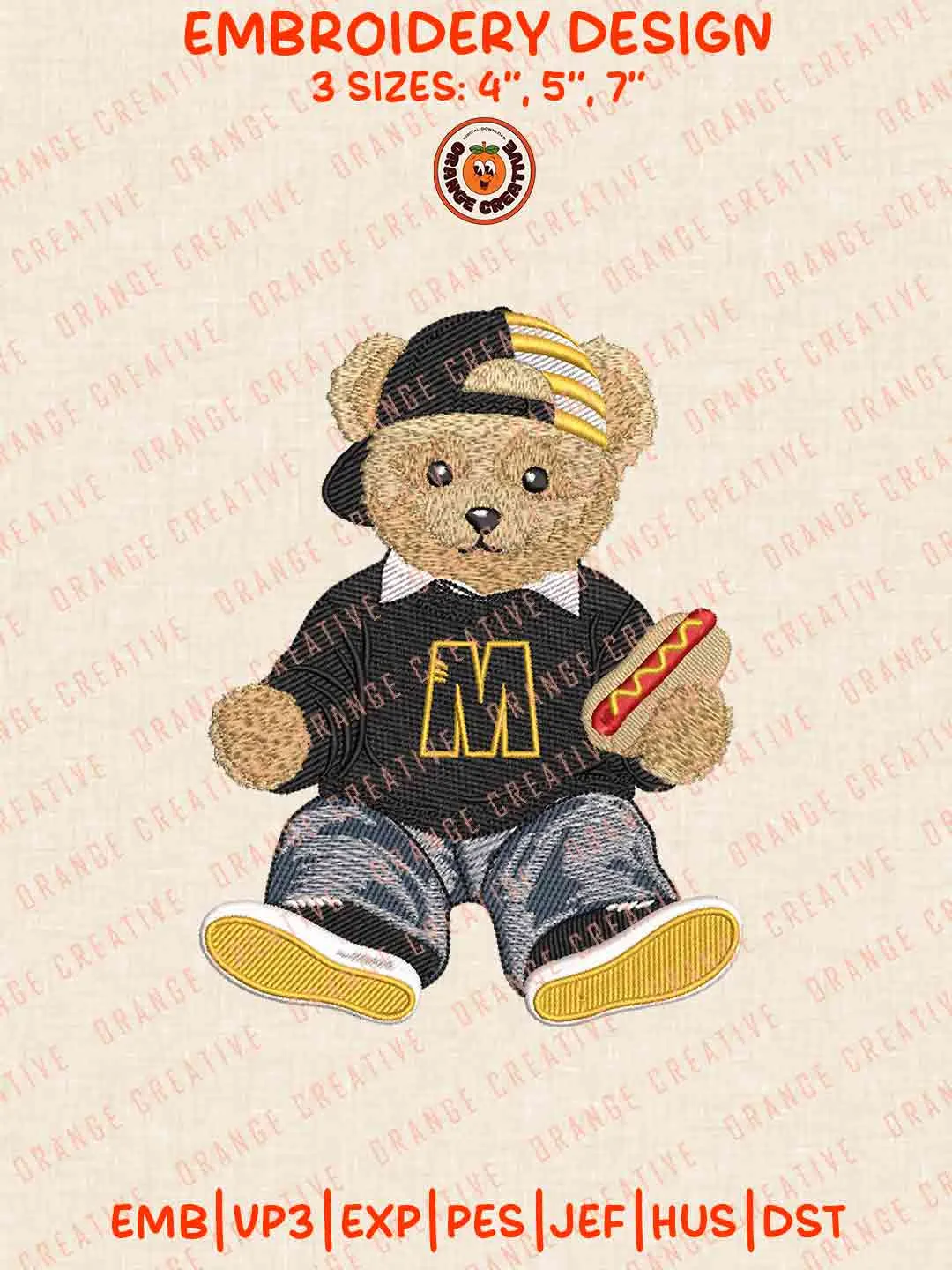 Milwaukee Panther Bear Embroidery Design Files, Football Embroidery Designs, Sport Machine Embroidery Files, 3 Sizes, Custom Sizes, Instant Download