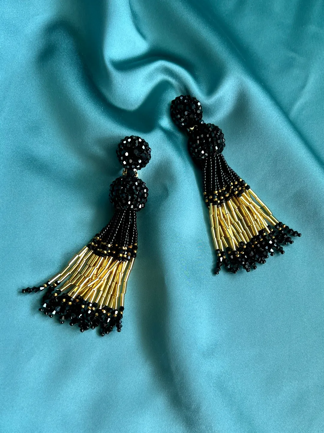 Gold Tone Beaded Clip Earrings