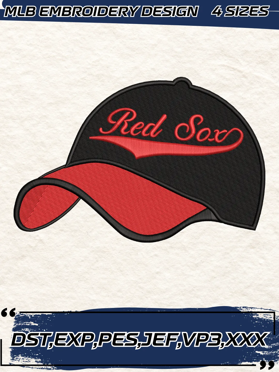 Red Sox Hat Embroidery Design,MLB Embroidery Design,Machine Embroidery Design File,4 Sizes, Digital Download