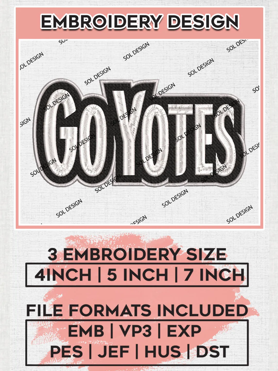 Go Yotes Script NCAA Go Yotes Team Word Logo Embroidery Design Files, NCAA South Dakota ...