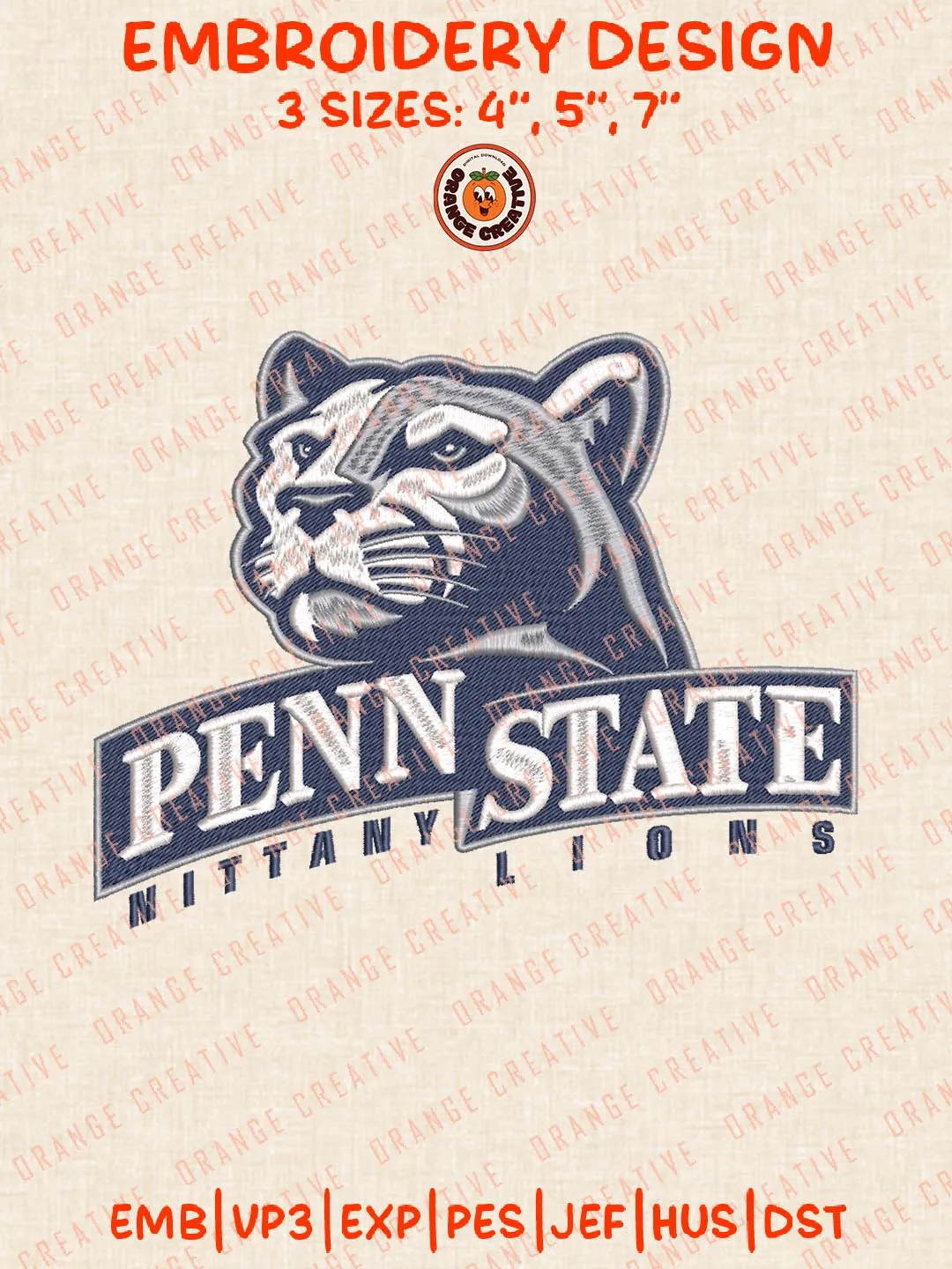 Penn State Nittany Lions Logo Embroidery Design Files, NCAA Logos Embroidery Designs, NCAA Machine Embroidery Files, 3 Sizes, Custom Sizes, Instant Download