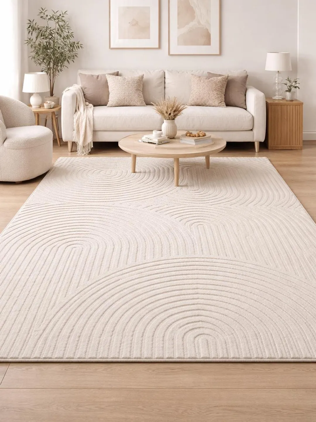 Modern Arch Rug | Terracotta Beige Geometric Scandinavian Carpet
