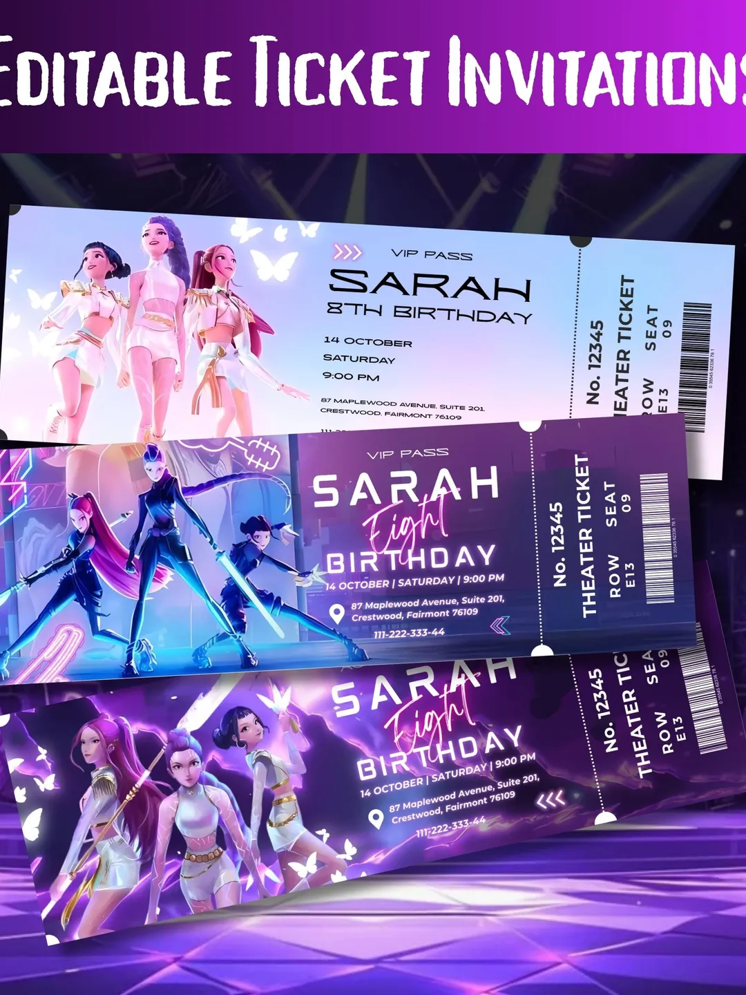 Kpop Demon Hunter Invite K-Pop Ticket Invitation Editable Canva K