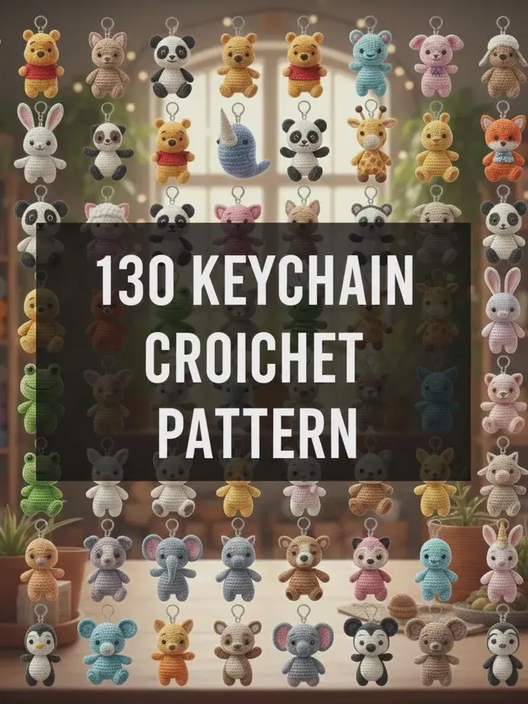 Keychain Amigurumi Crochet Pattern Bundle: 130+ Miniature Plushie Animal Keychains (Easy No Sew PDF) | Amigurumi Pattern | Animal Keychain