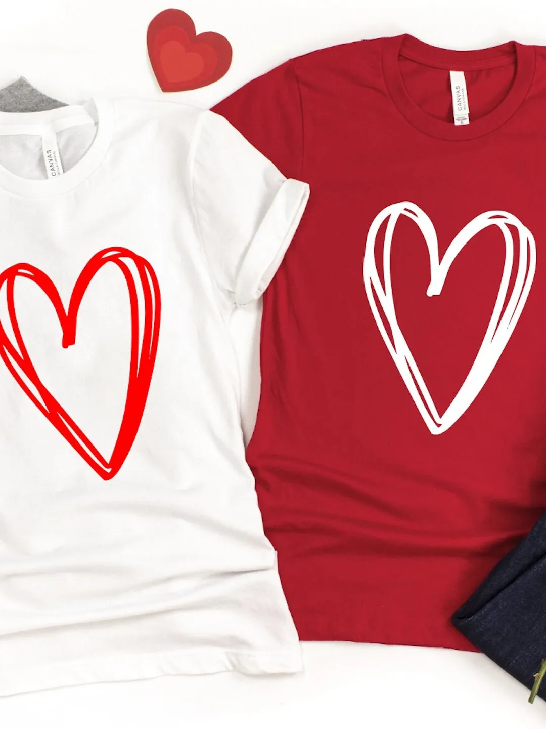 Valentine's Tee, Love Heart Print,  Casual (Unisex and Women's sizes)