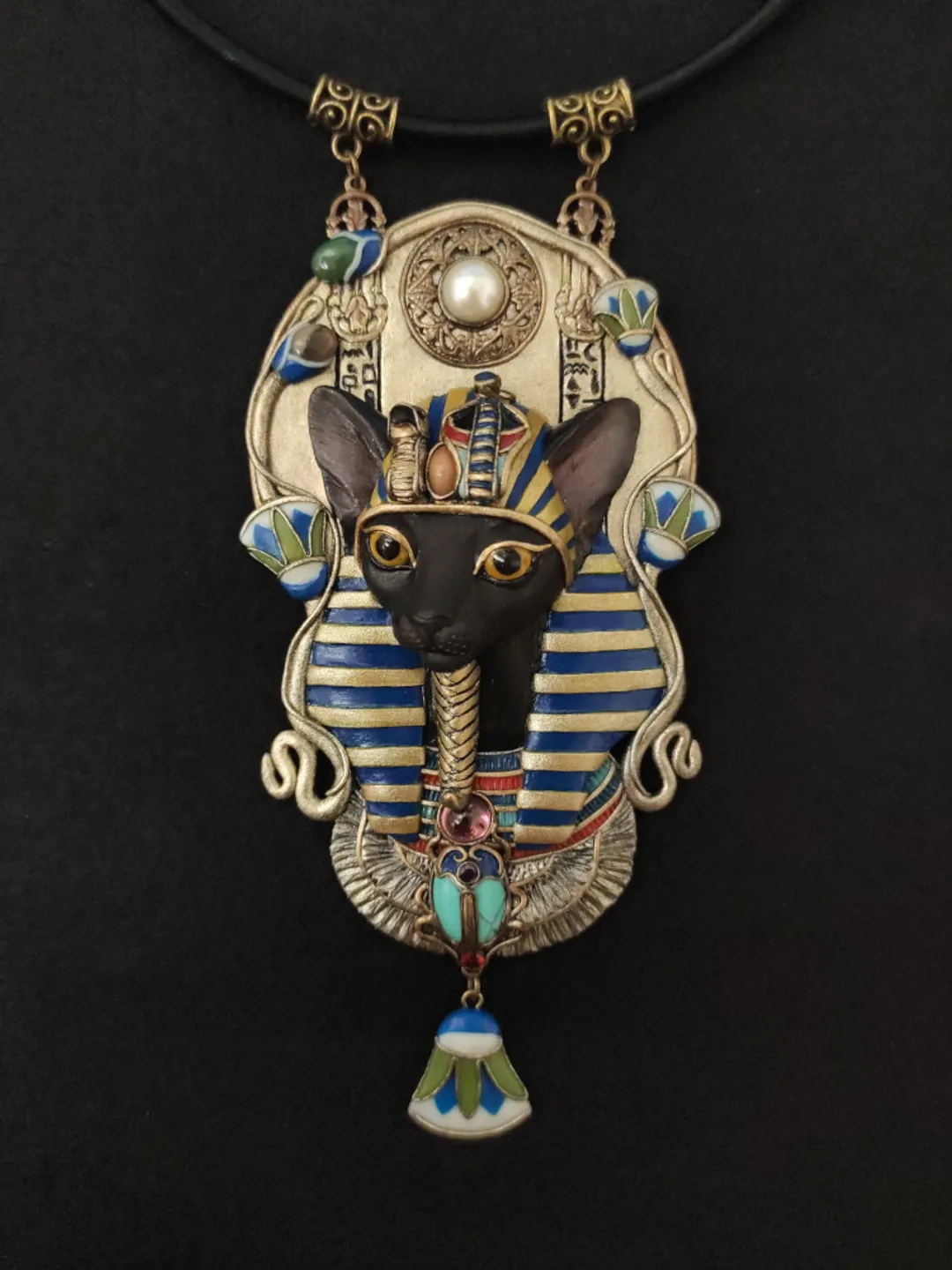 Bastet Egyptian Cat Goddess pendant, Pendant Black cat Bactet, Jewelry of Egypt