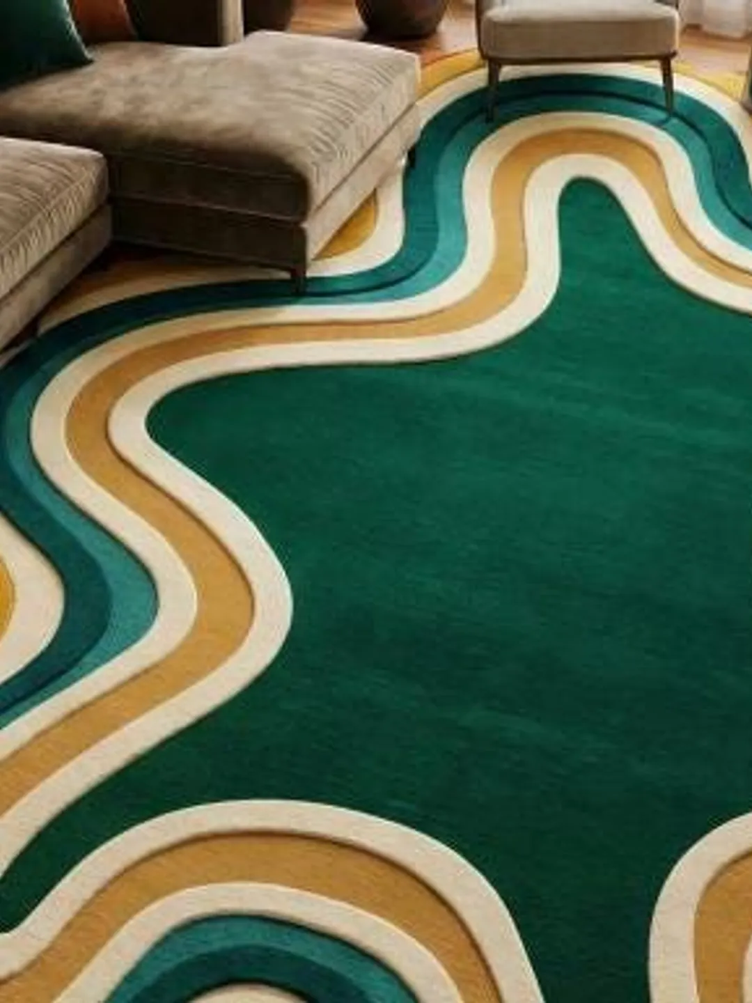 Groovy 70s Aesthetic Rug, Custom Tufted Wavy Rug, Mid Century Modern ...