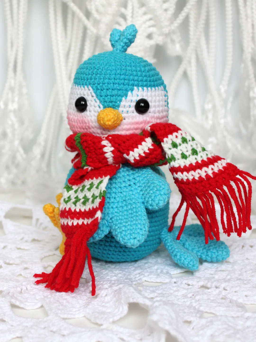 Bird crochet pattern PDF file in English - DIY amigurumi toy tutorial Birds of Winter