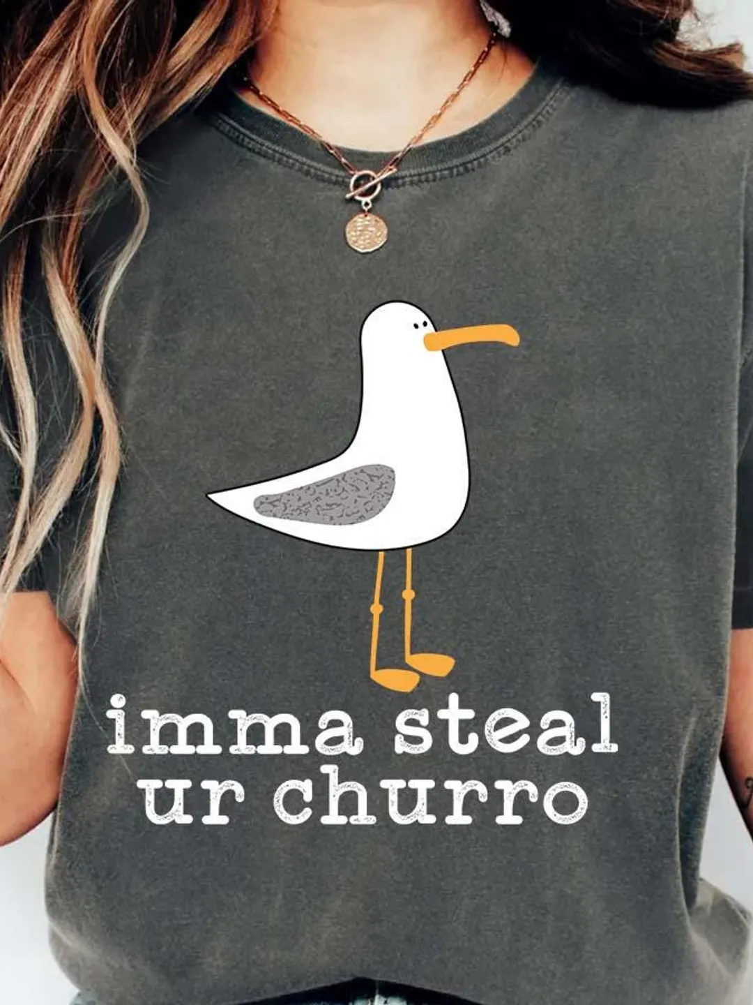 Funny Churro Seagull Shirt: Beach Humor Meme Tee