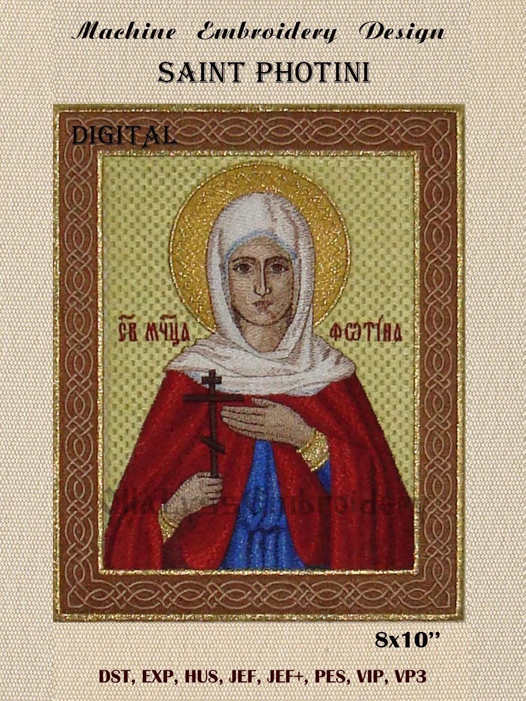 Saint Photini embroidery design